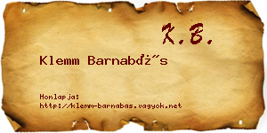 Klemm Barnabás névjegykártya