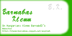 barnabas klemm business card